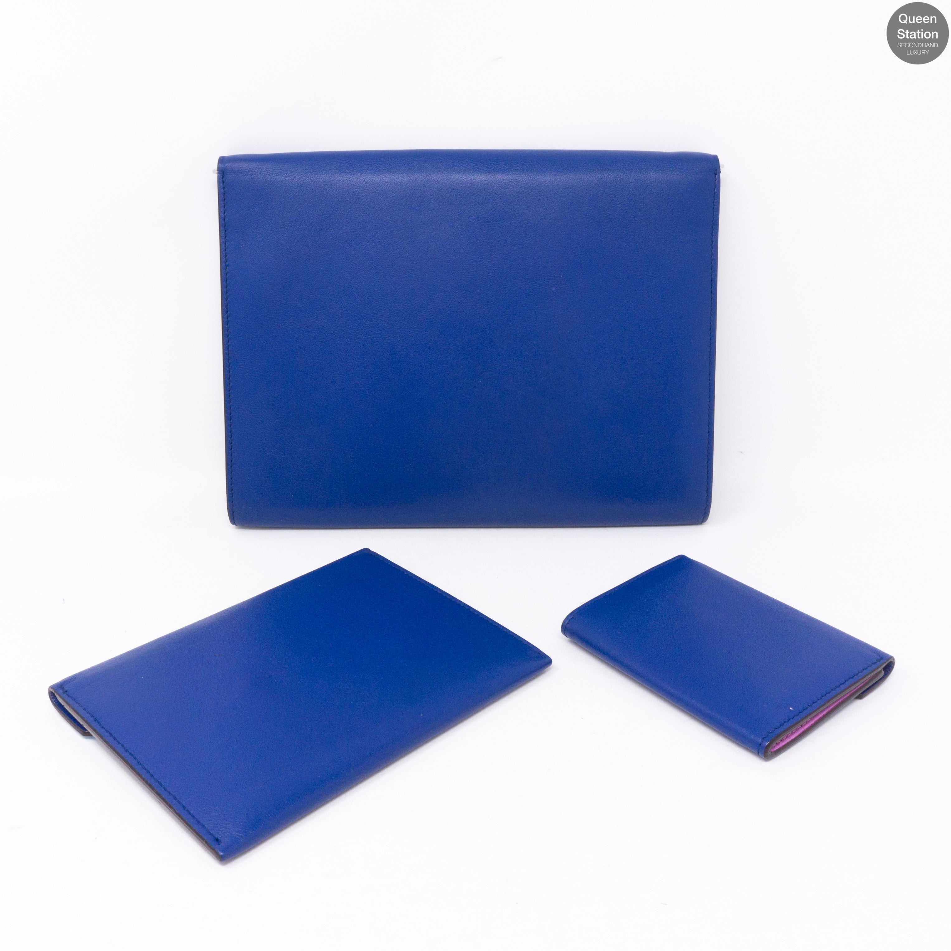 Explore Flat Pouch 3 Piece Blue Leather