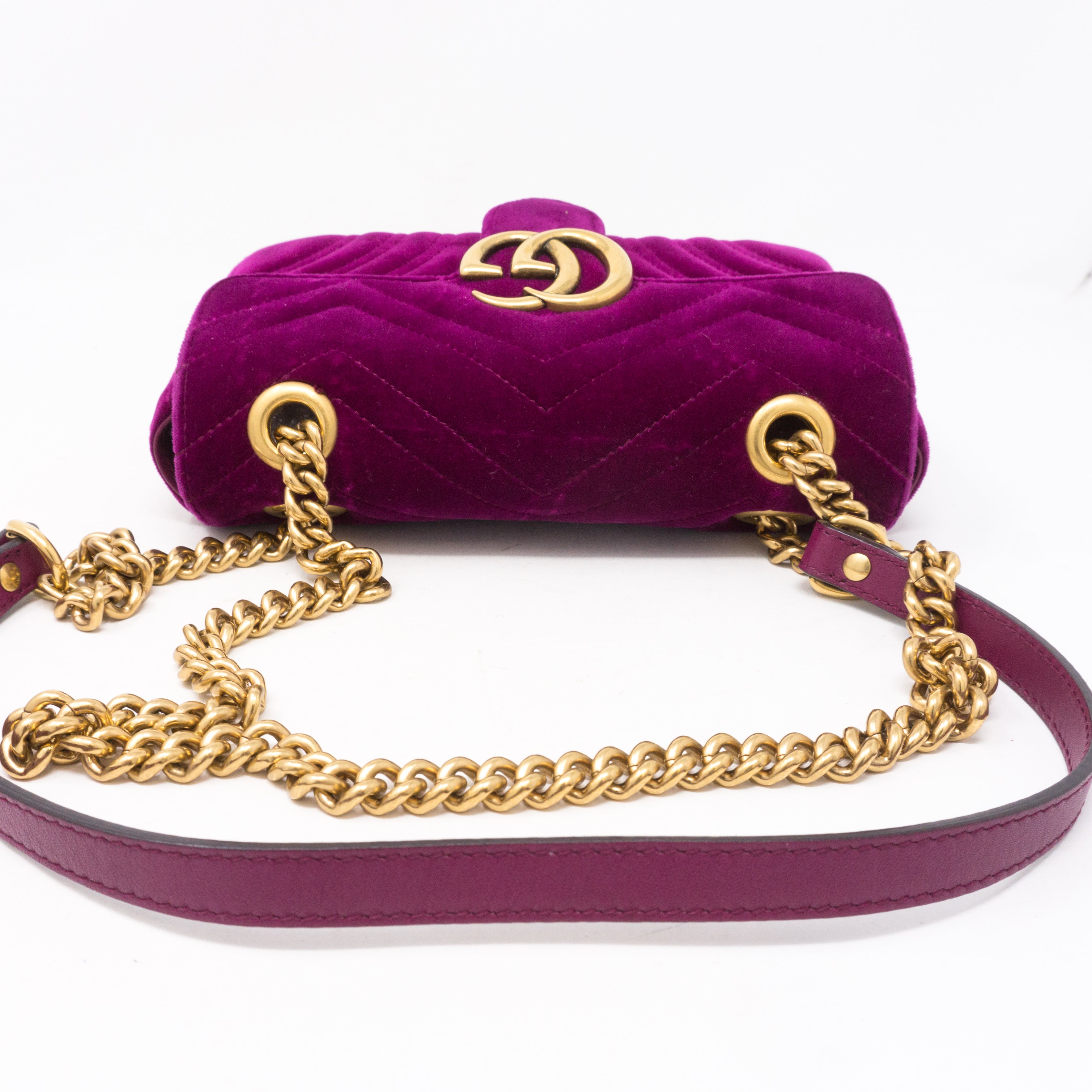 GG Marmont Flap Fuchsia Velvet Mini