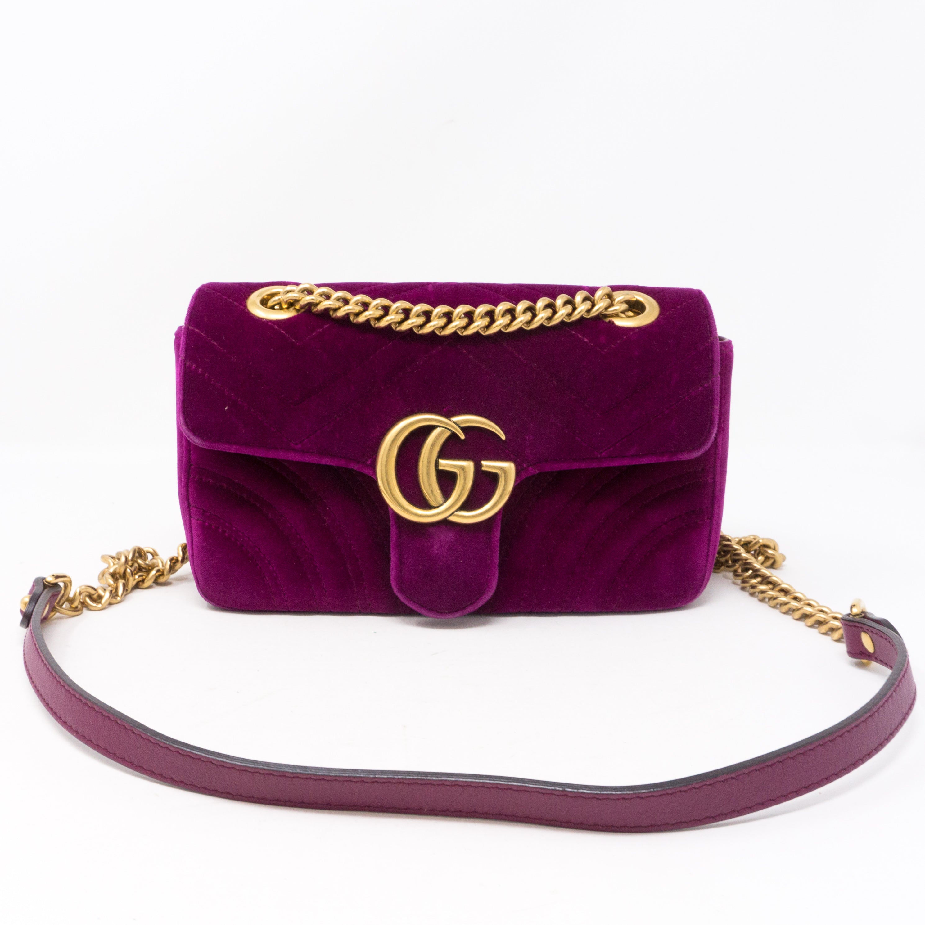 GG Marmont Flap Fuchsia Velvet Mini