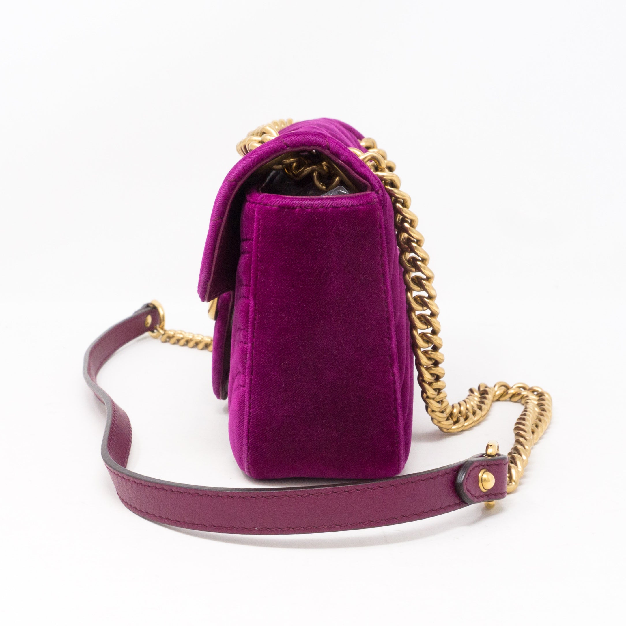 GG Marmont Flap Fuchsia Velvet Mini