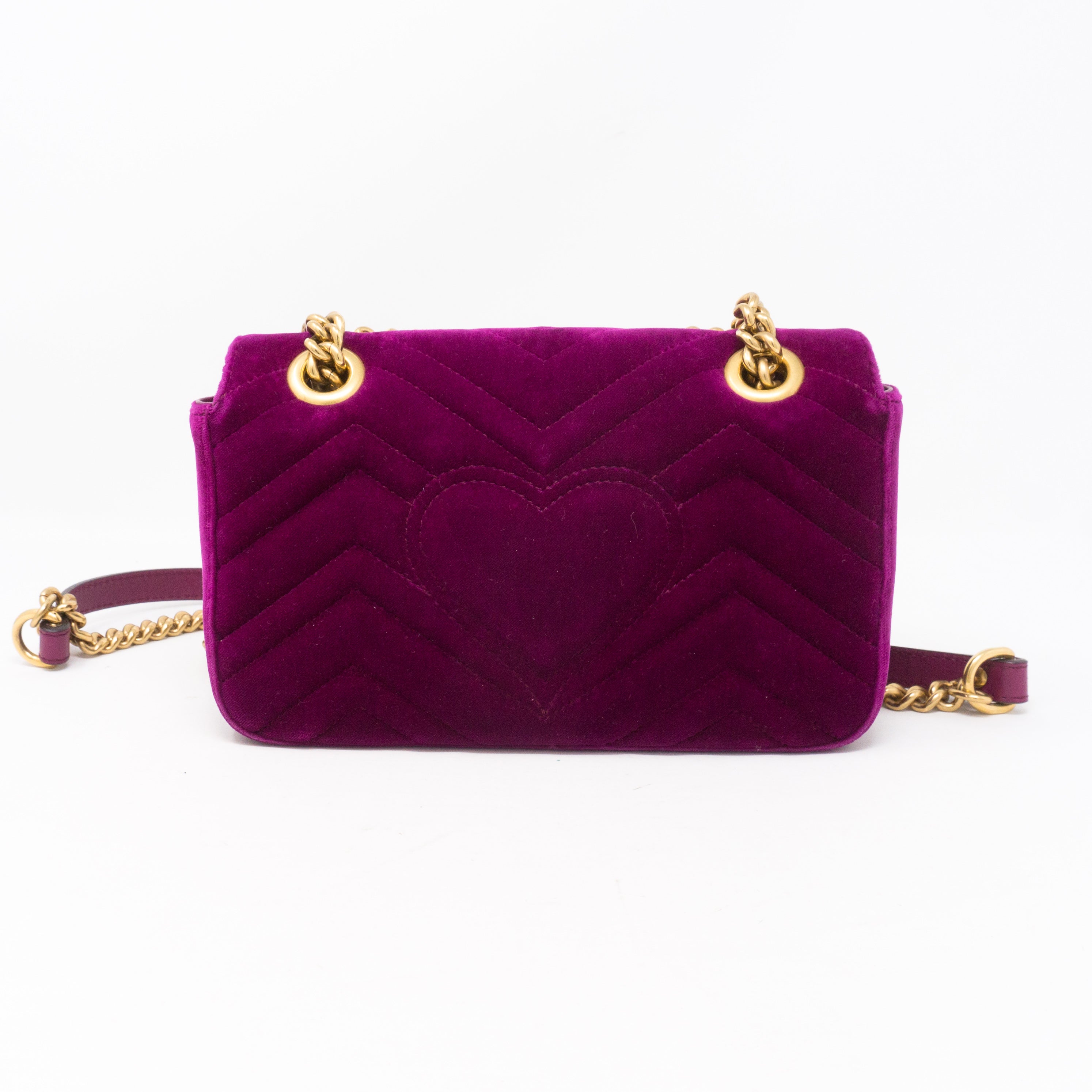 GG Marmont Flap Fuchsia Velvet Mini