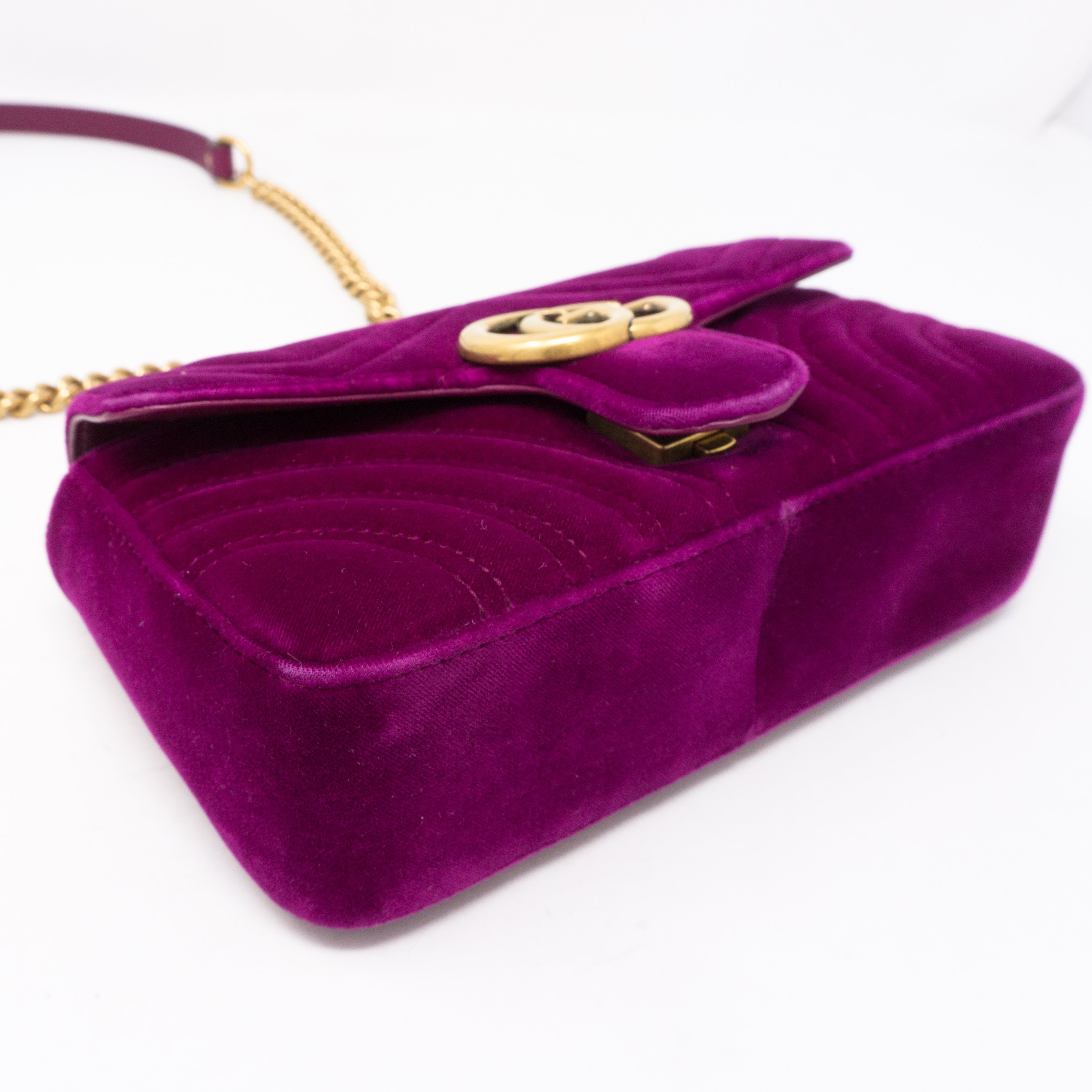 GG Marmont Flap Fuchsia Velvet Mini