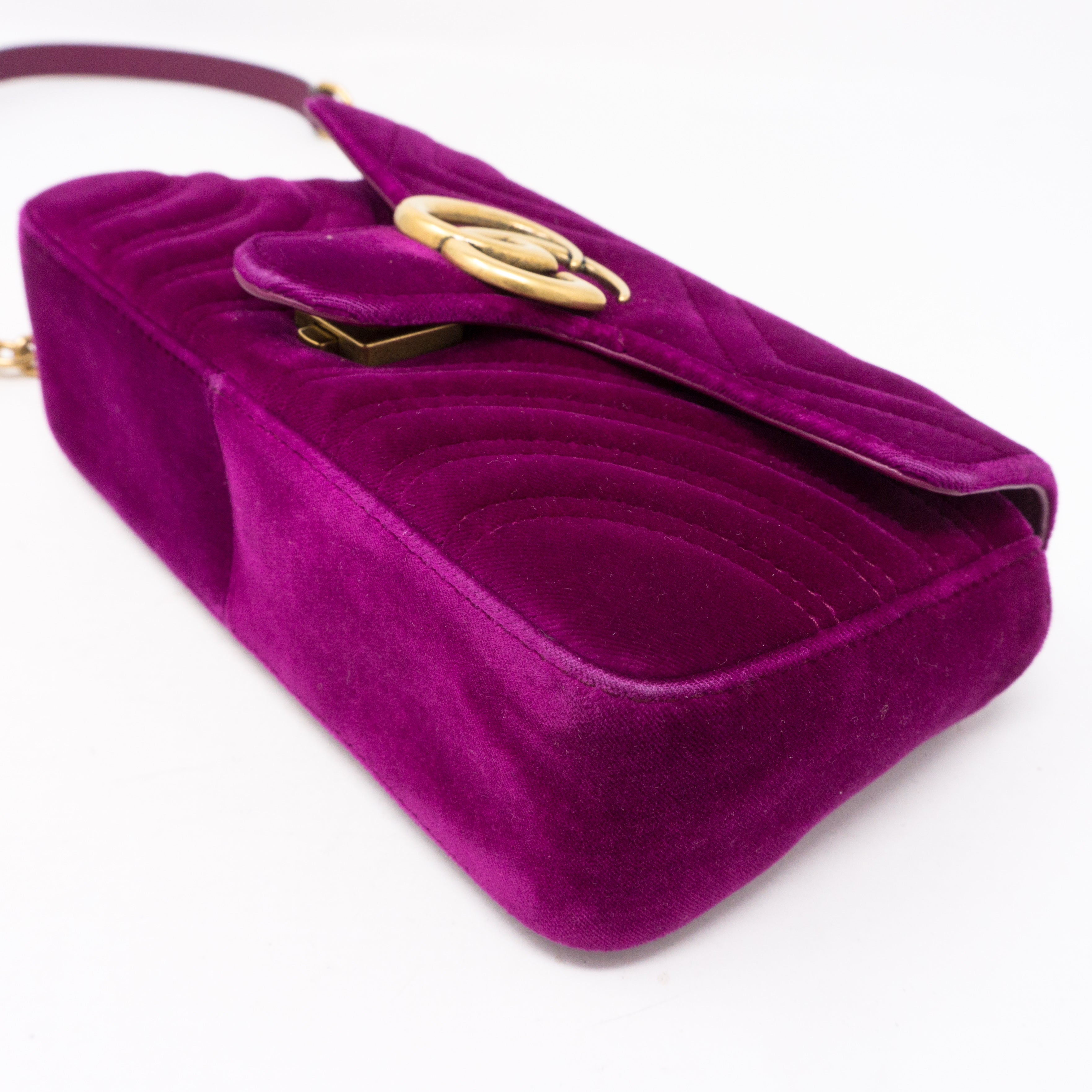 GG Marmont Flap Fuchsia Velvet Mini