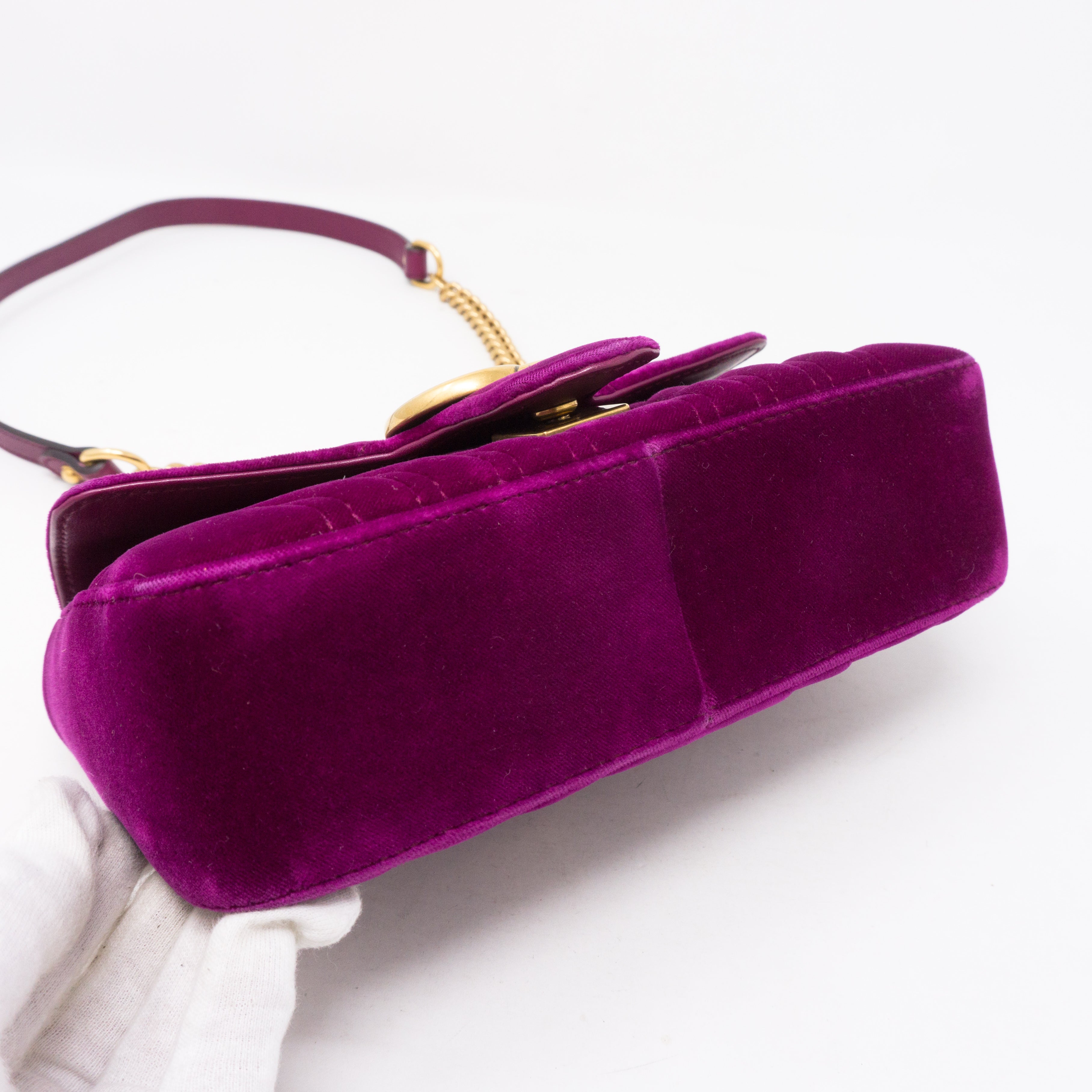 GG Marmont Flap Fuchsia Velvet Mini
