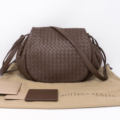 Intrecciato Drawstring Flap Crossbody Bag