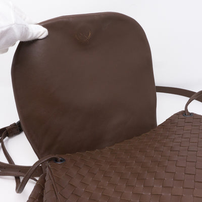 Intrecciato Drawstring Flap Crossbody Bag