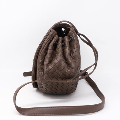 Intrecciato Drawstring Flap Crossbody Bag