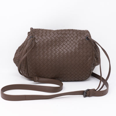 Intrecciato Drawstring Flap Crossbody Bag