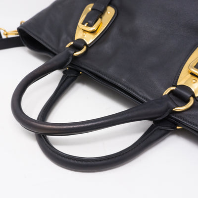 Shopping Tote Black Soft Calfskin