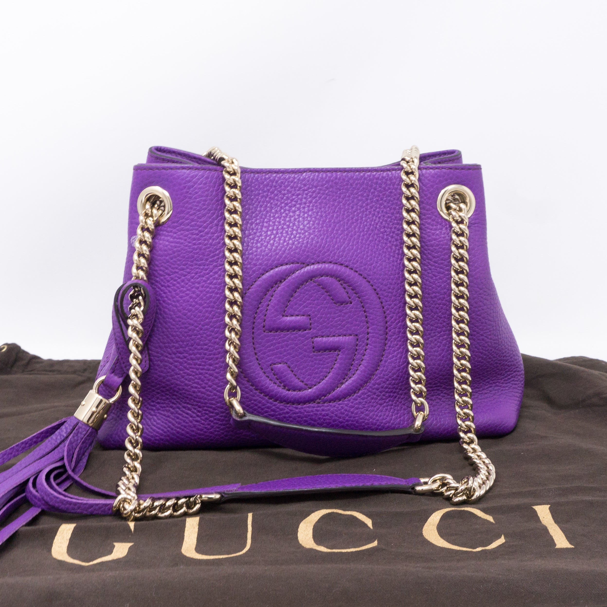 Soho Tassel Chain Small Purple Leather Bag
