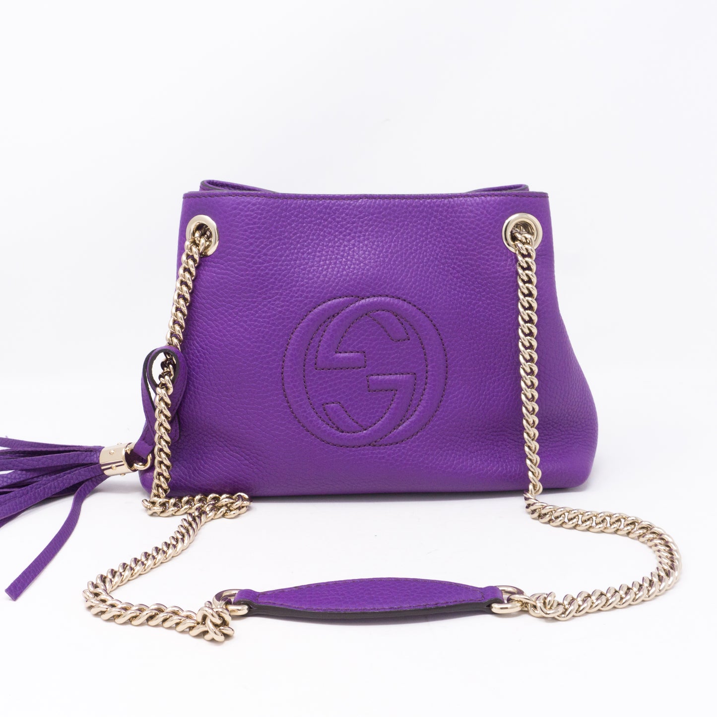 Soho Tassel Chain Small Purple Leather Bag