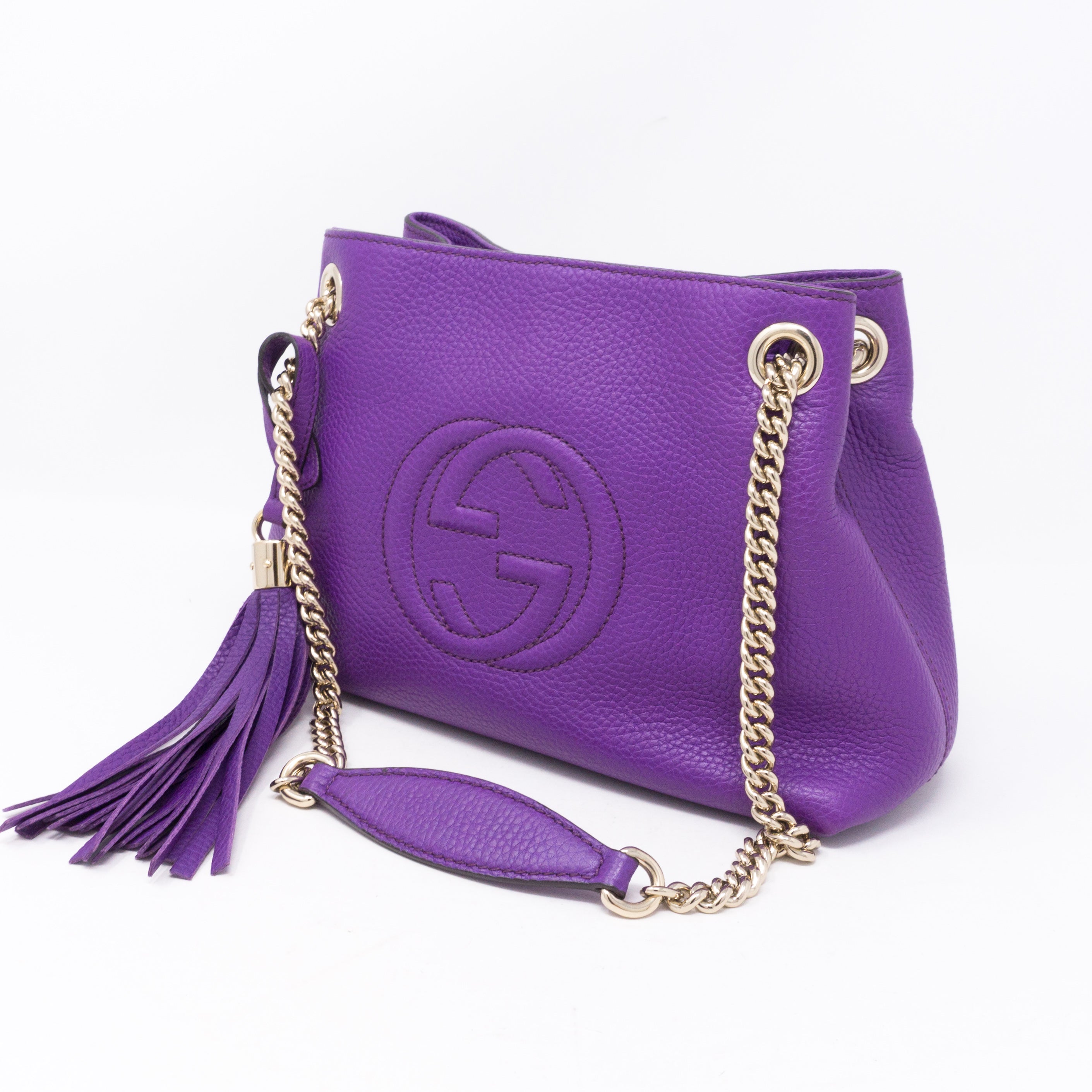 Soho Tassel Chain Small Purple Leather Bag