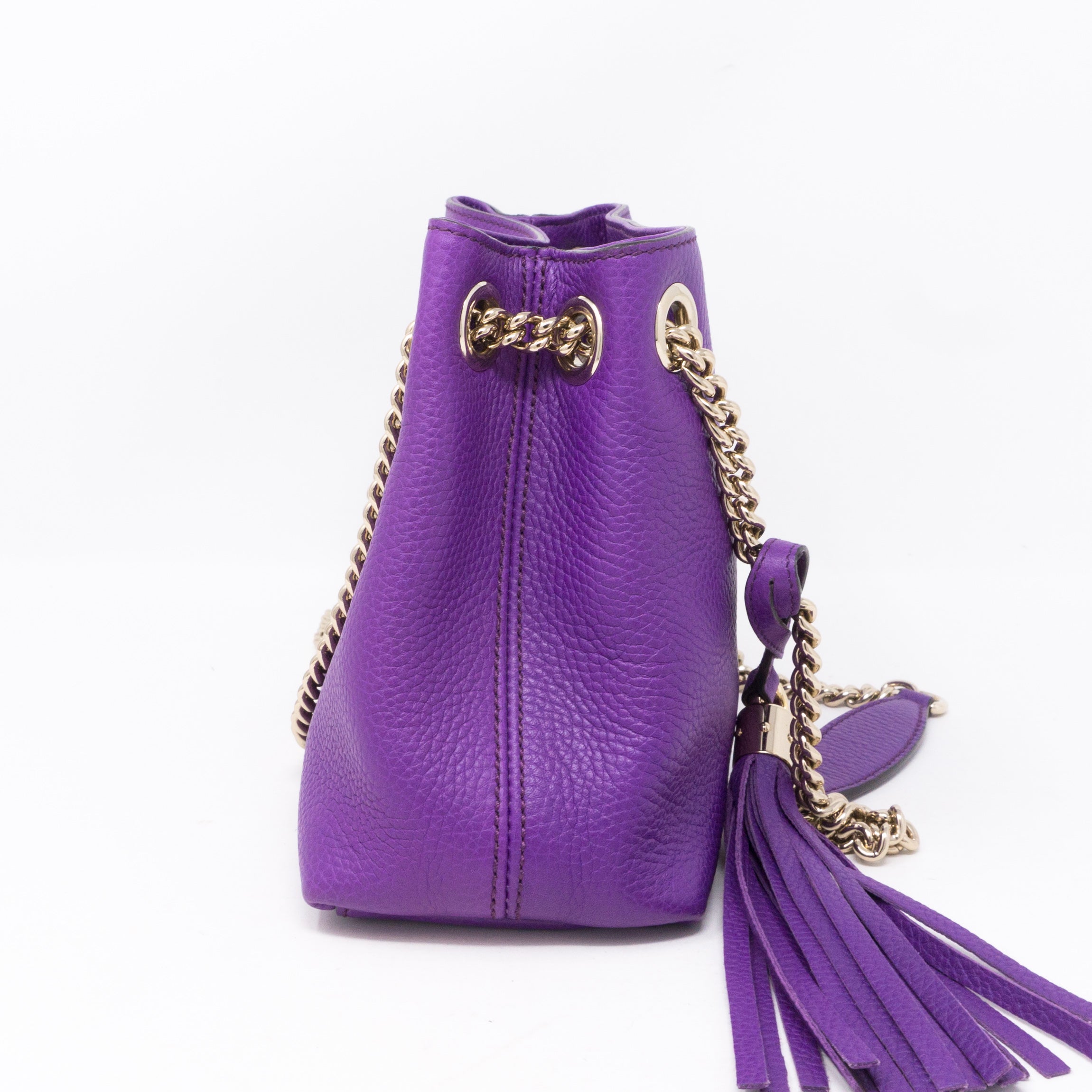 Soho Tassel Chain Small Purple Leather Bag