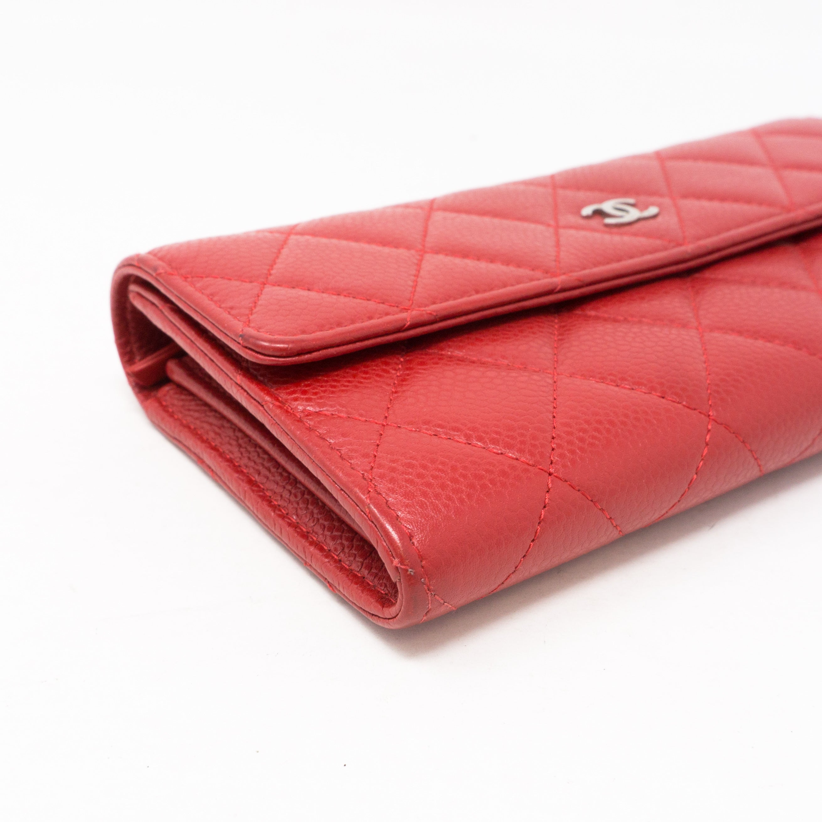 Chanel CC Long Flap Wallet Red Caviar Queen Station