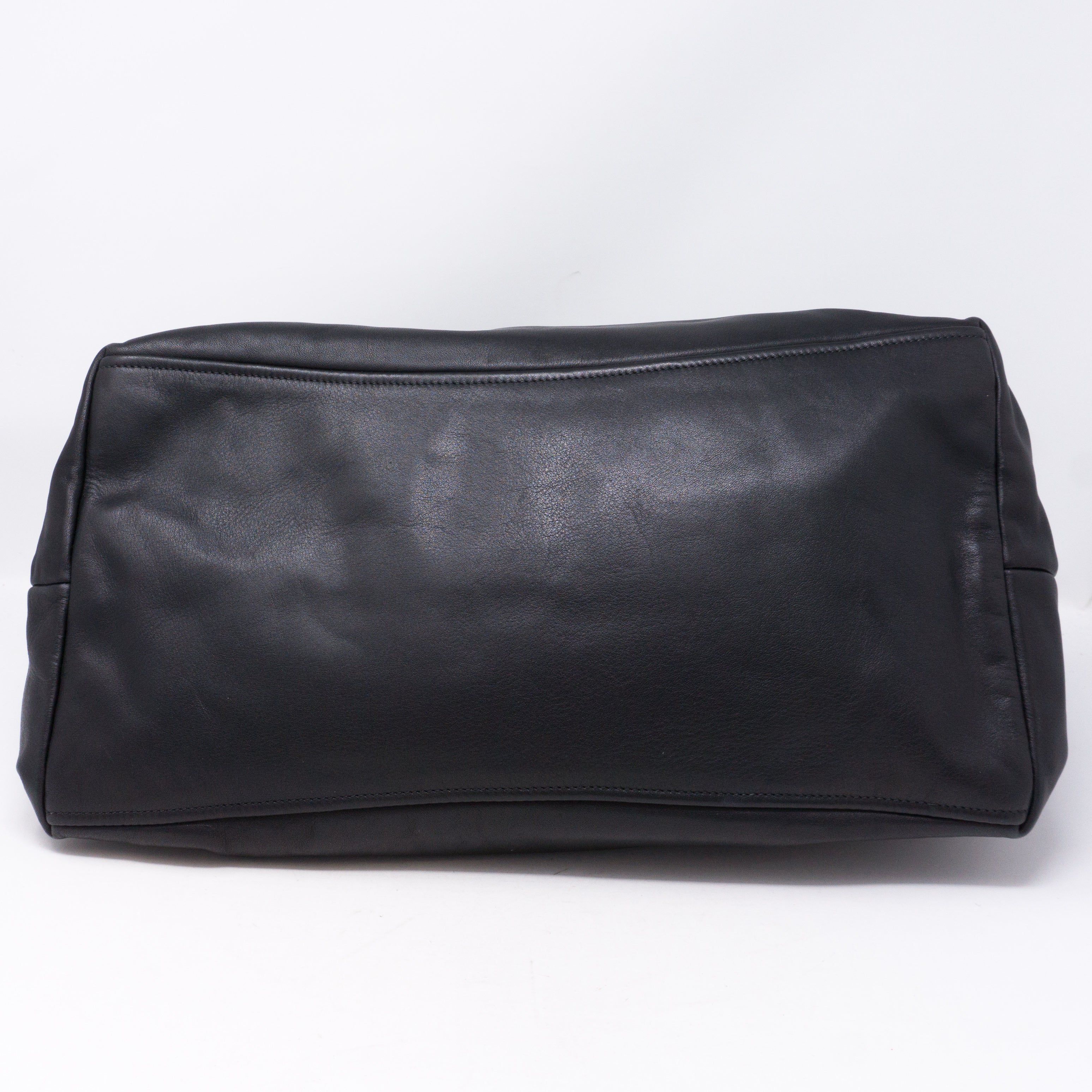 Soft Calfskin Black Leather Chain Tote Bag