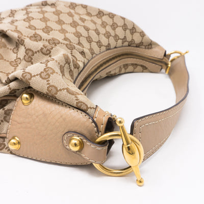 Beige Medium Jockey Hobo