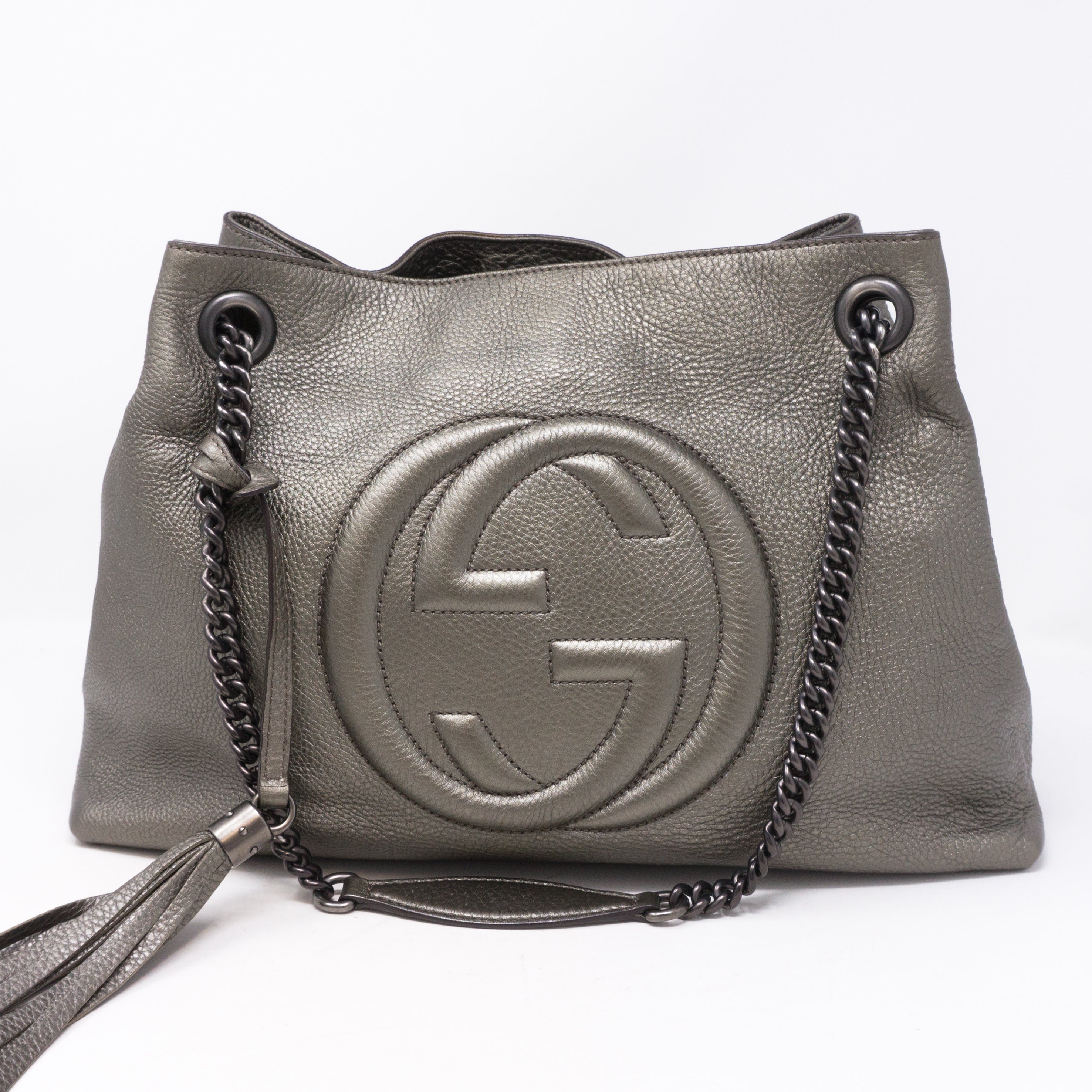 Soho Tassel Chain Pewter Leather Bag