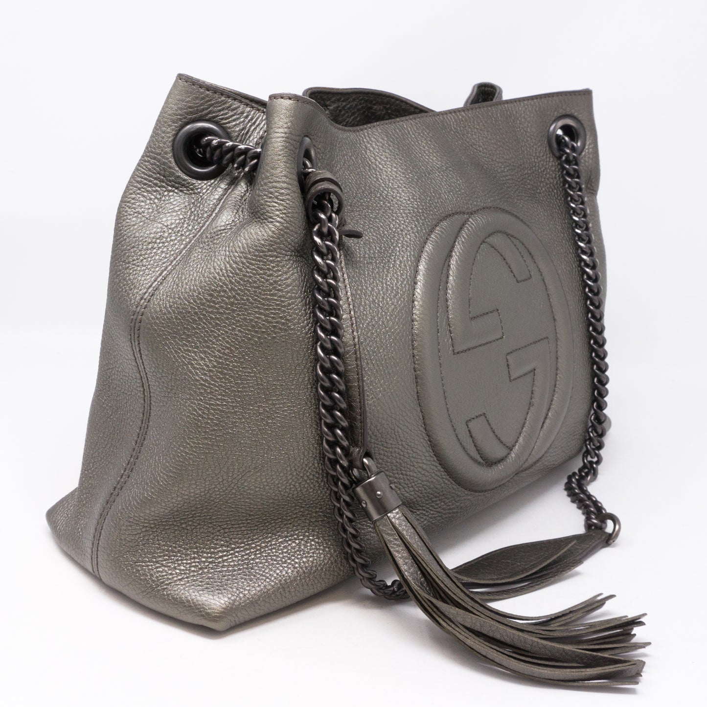 Soho Tassel Chain Pewter Leather Bag
