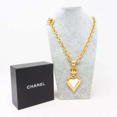 Gold Heart Mirror CC Pendant Necklace