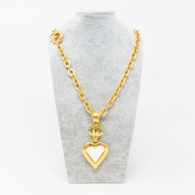 Gold Heart Mirror CC Pendant Necklace