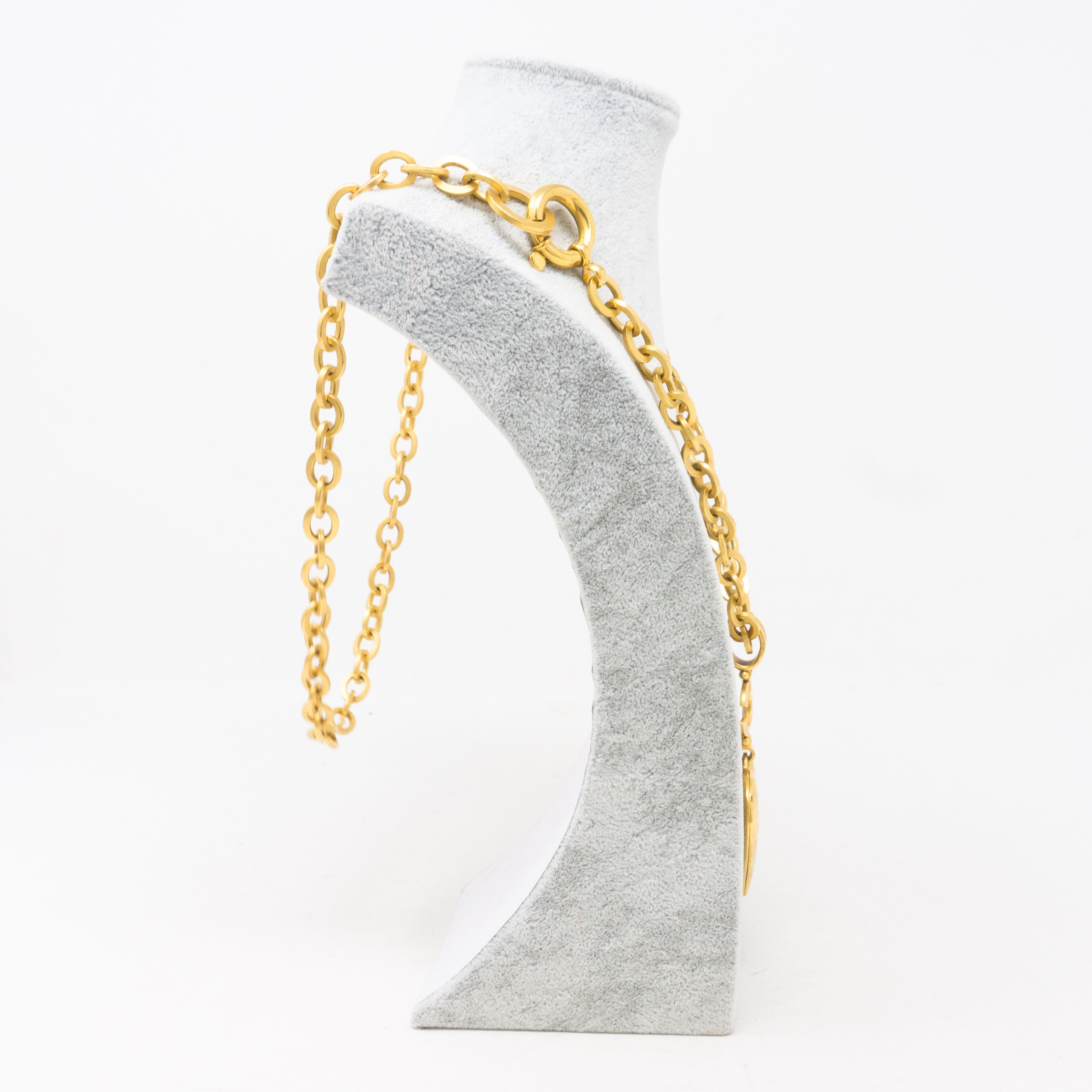 Gold Heart Mirror CC Pendant Necklace