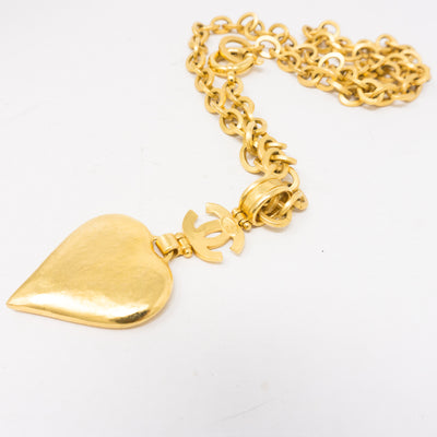 Gold Heart Mirror CC Pendant Necklace