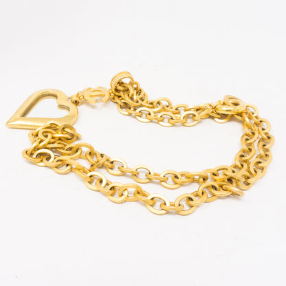 Gold Heart Mirror CC Pendant Necklace