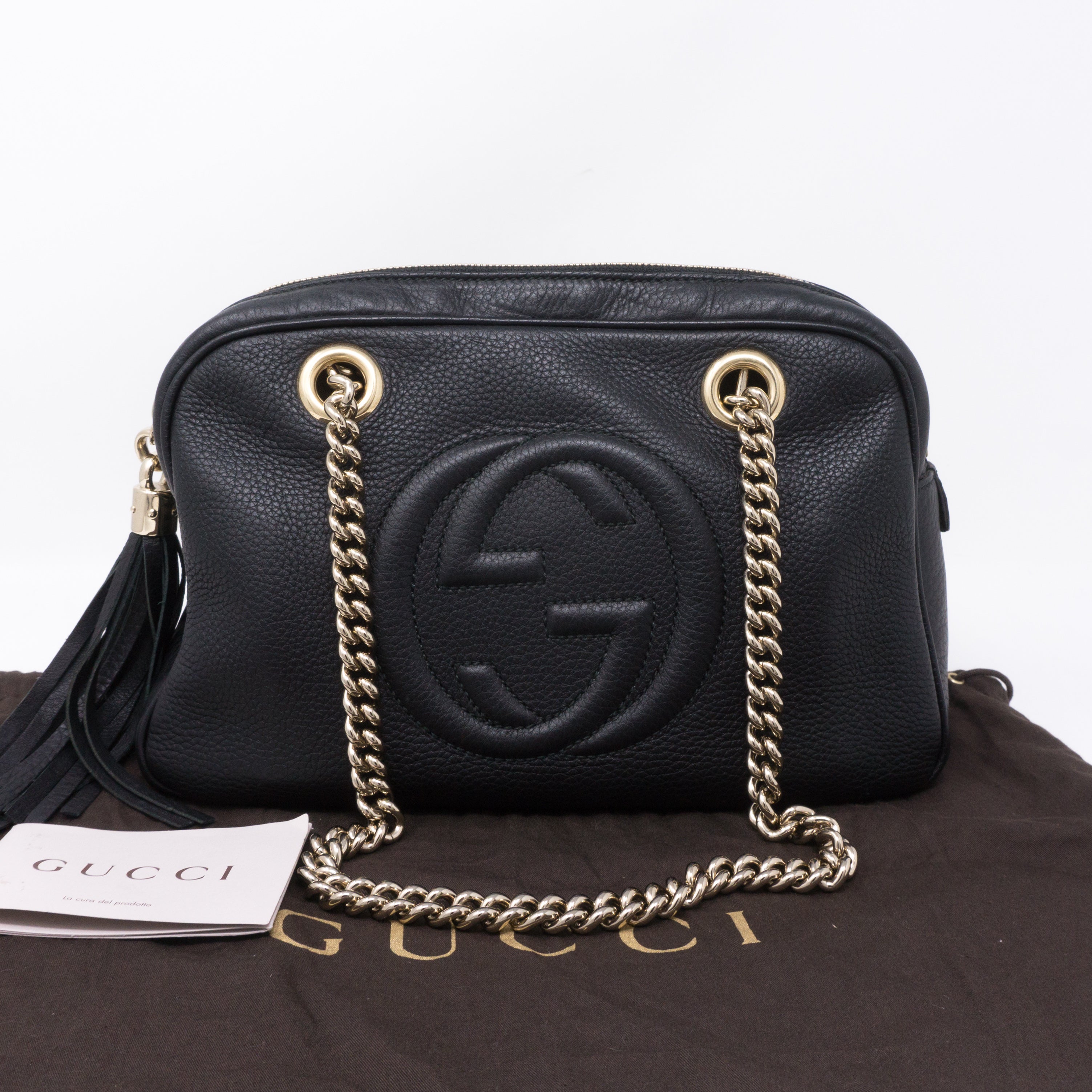 Soho Double Chain Black Leather