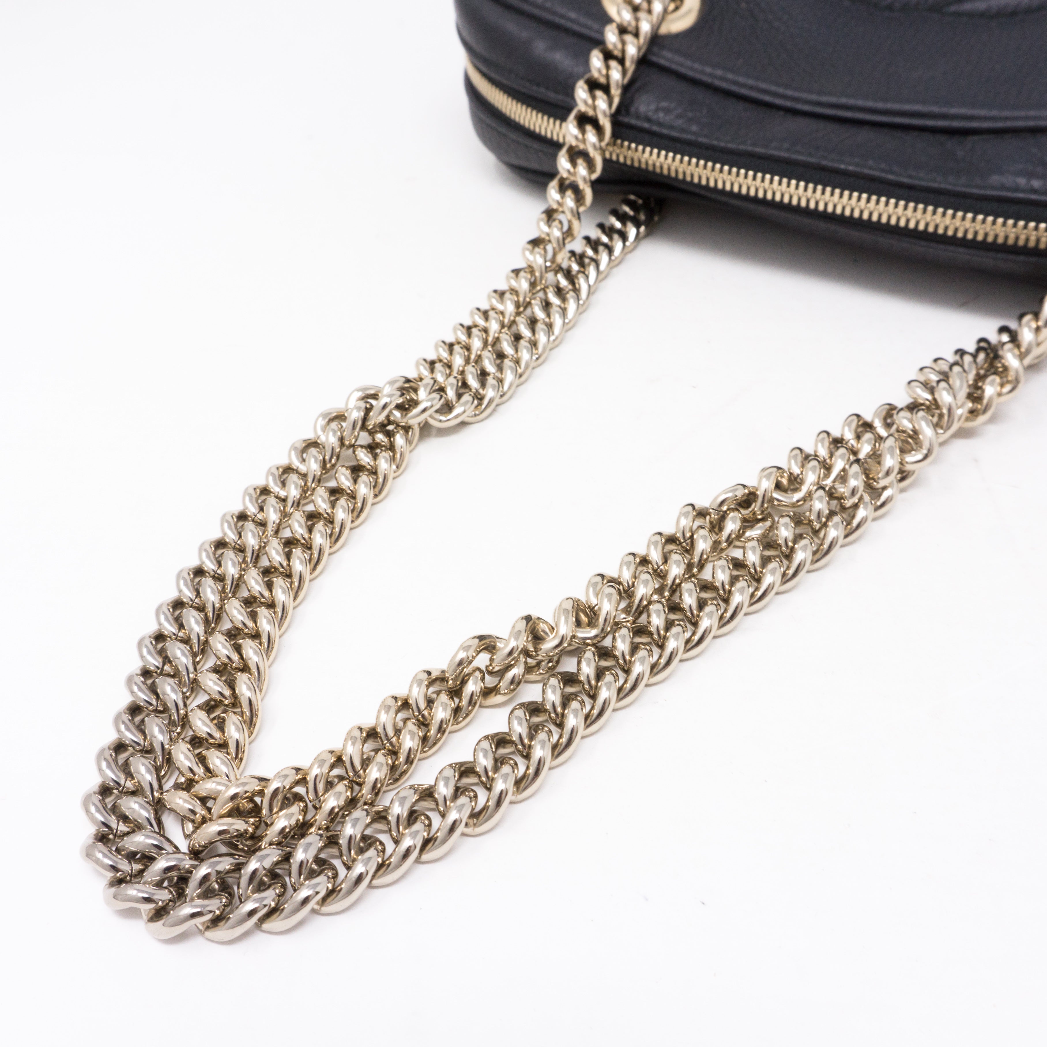 Soho Double Chain Black Leather