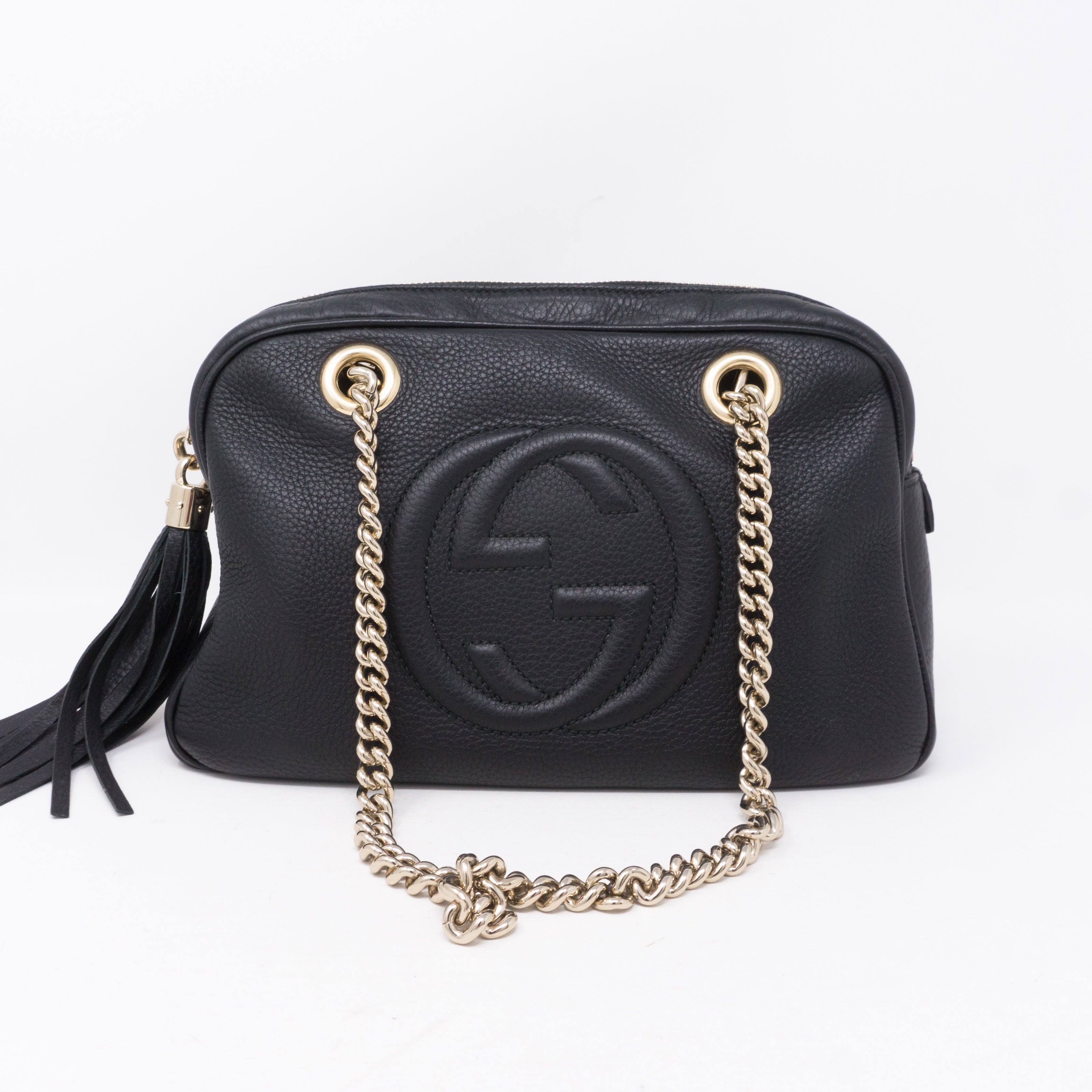 Soho Double Chain Black Leather