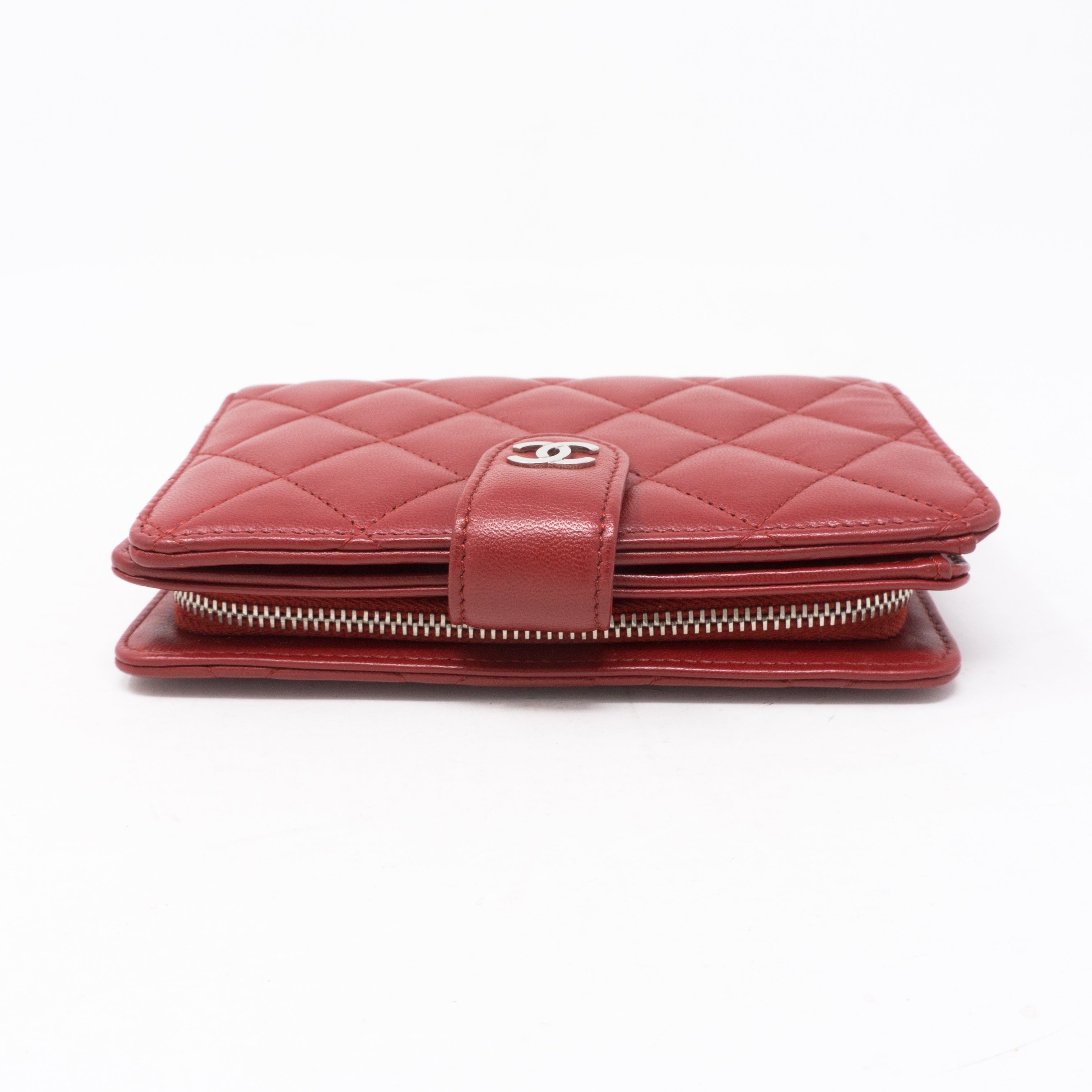 CC Bifold Quilted Red Leather Wallet