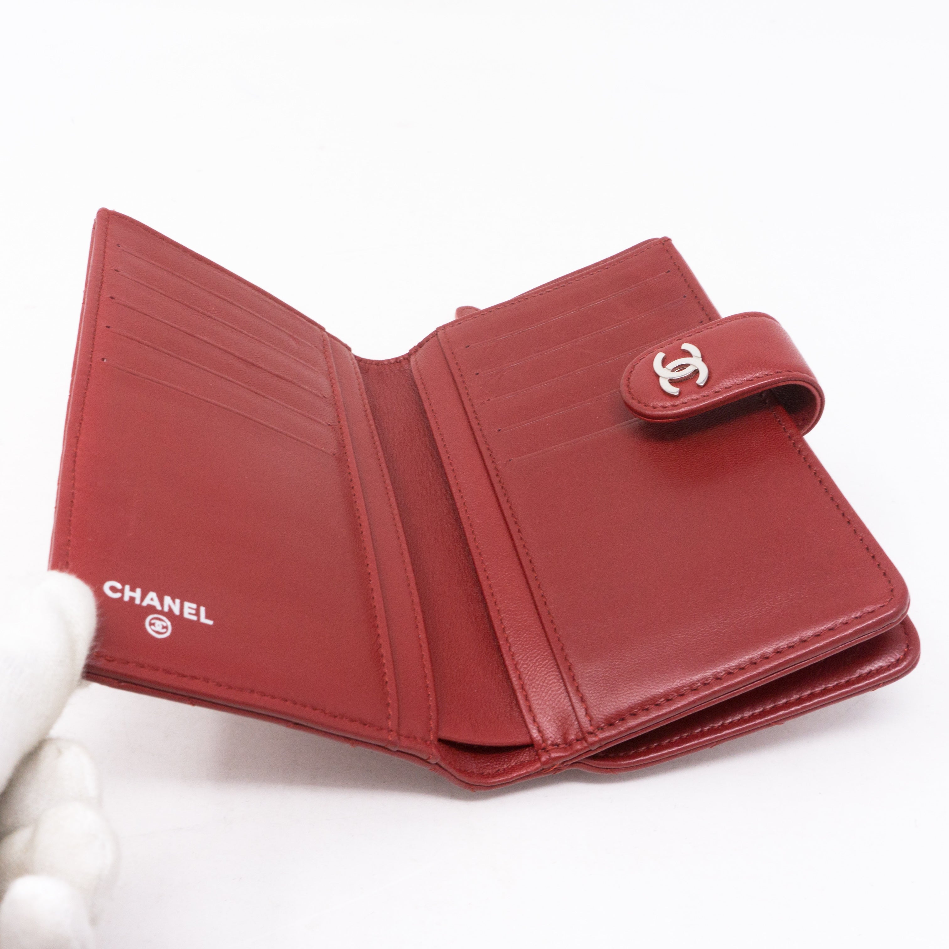 CC Bifold Quilted Red Leather Wallet