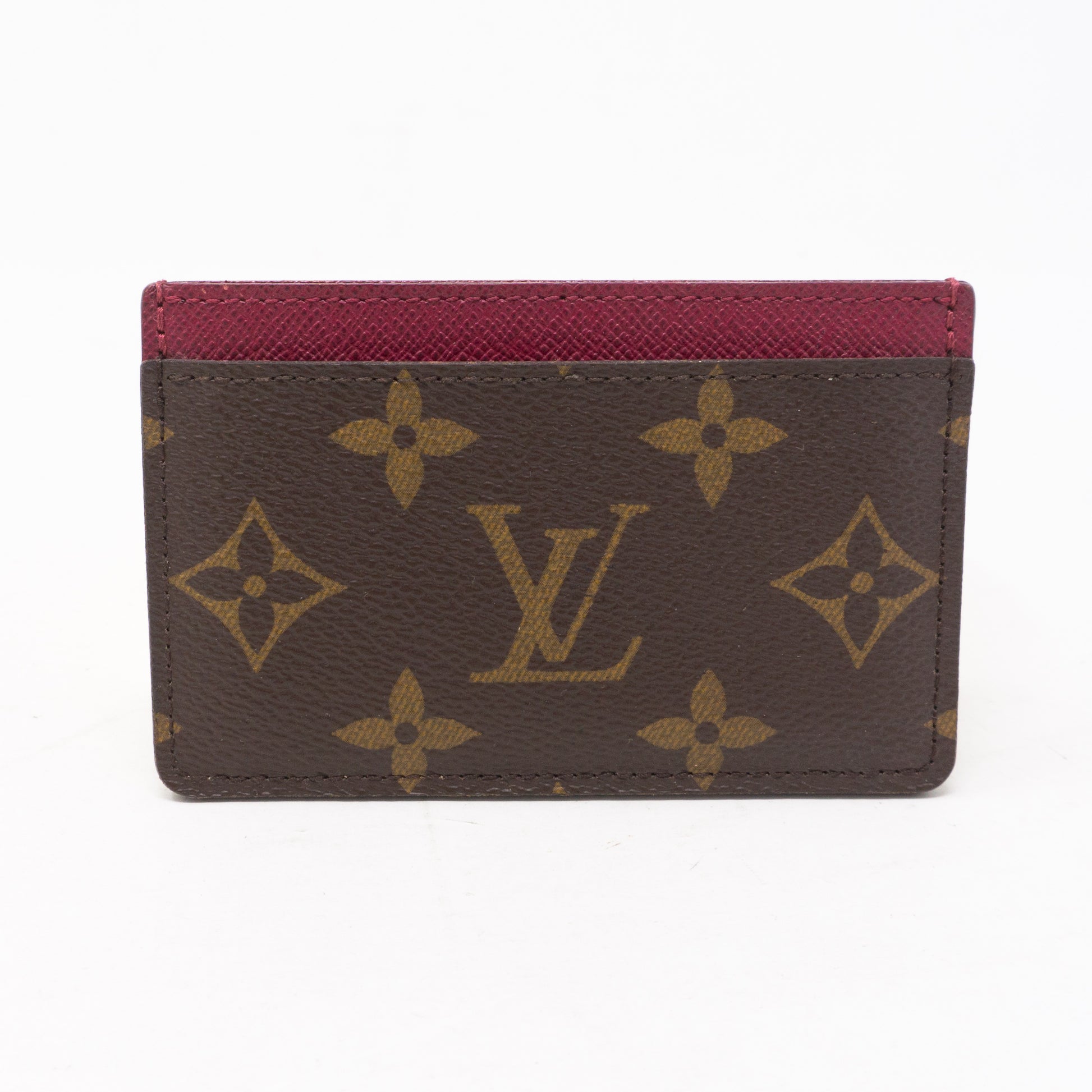 NWT Louis Vuitton card holder, classic monogram and fuchsia
