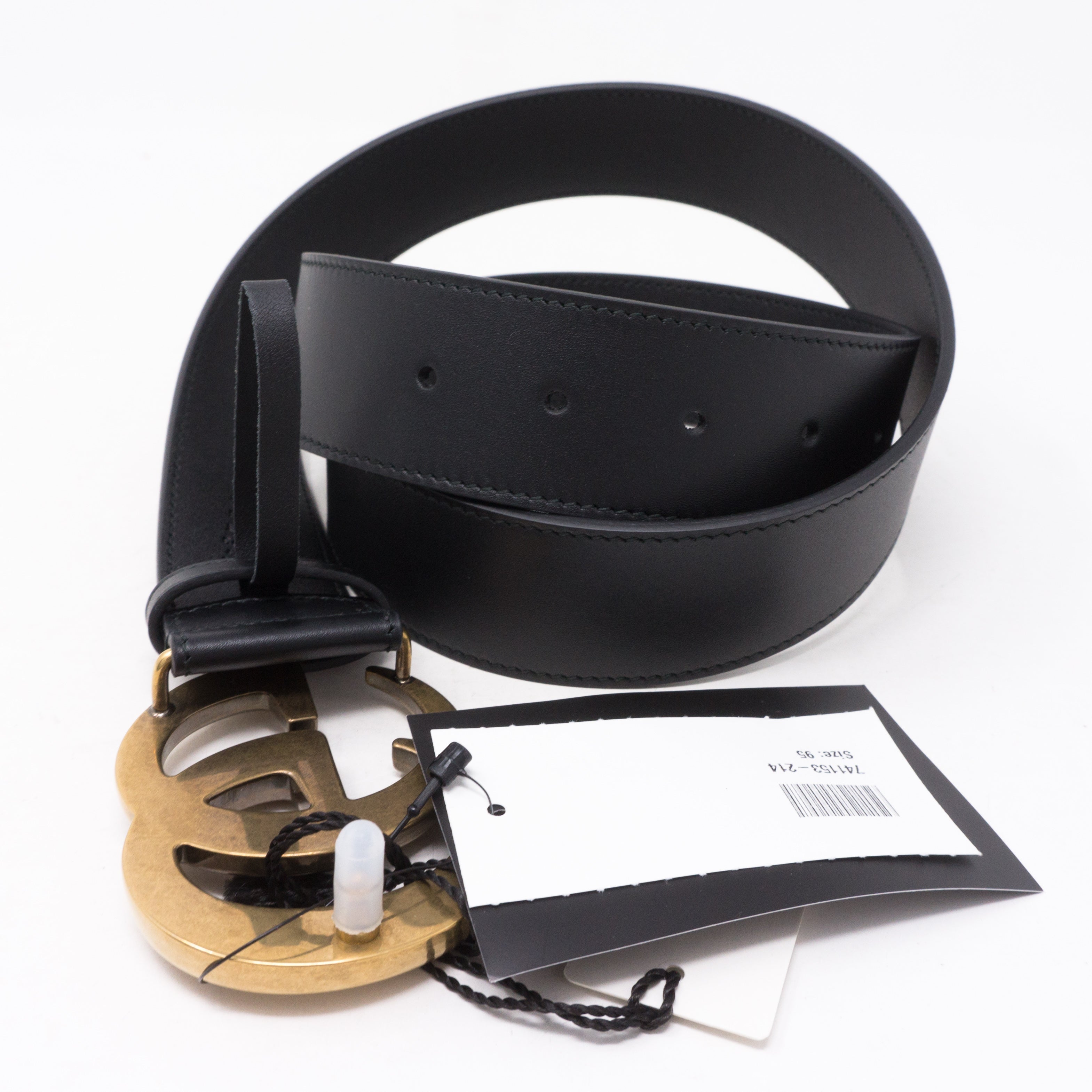 GG Marmont Wide Black Leather Belt 95 cm