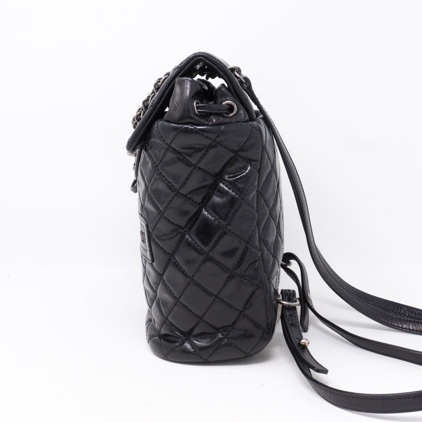 Mountain Backpack Quilted Black Glazed Leather