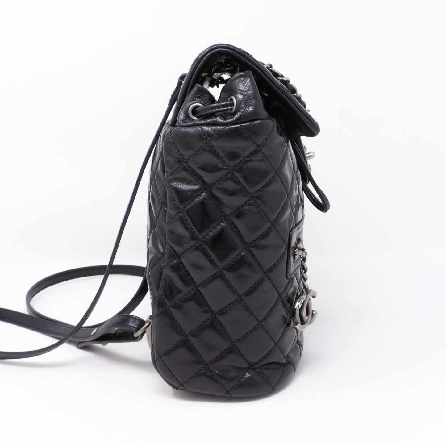 Mountain Backpack Quilted Black Glazed Leather