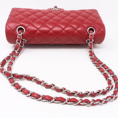 Classic Double Flap Medium Red Silver