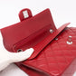 Classic Double Flap Medium Red Silver