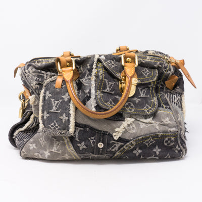 Patchwork Speedy Gray Denim Monogram