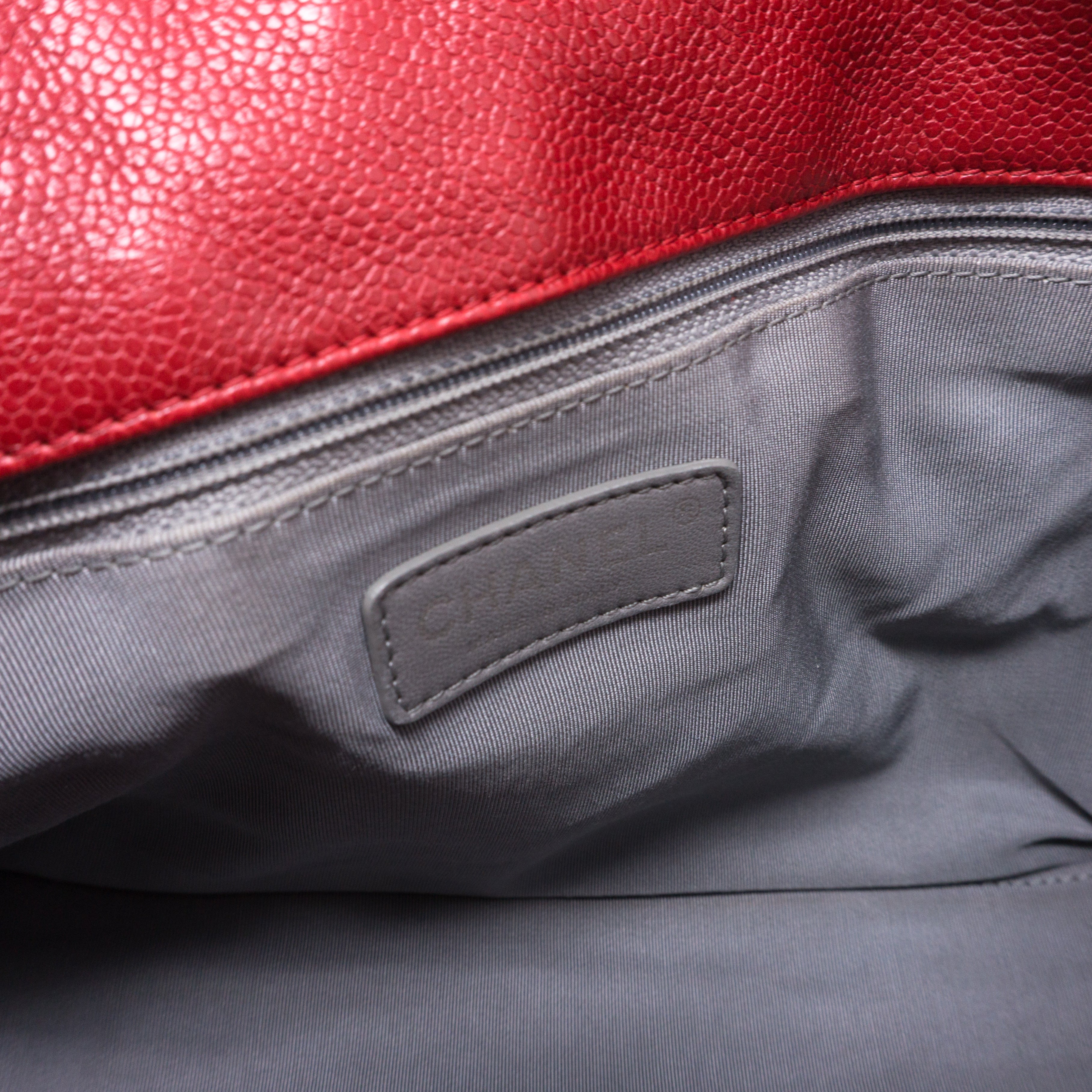 Soft Chain Tote Red Caviar Leather