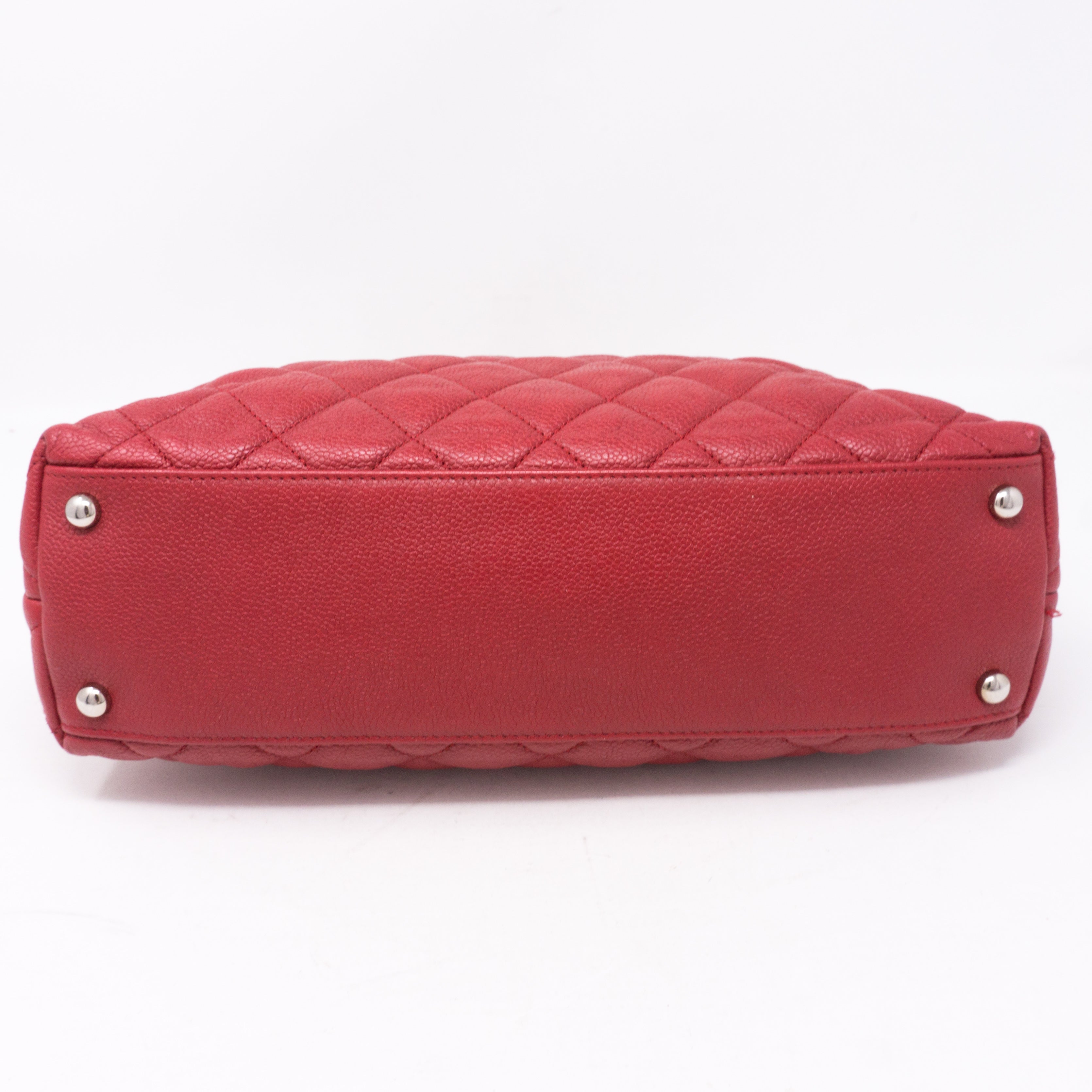 Soft Chain Tote Red Caviar Leather
