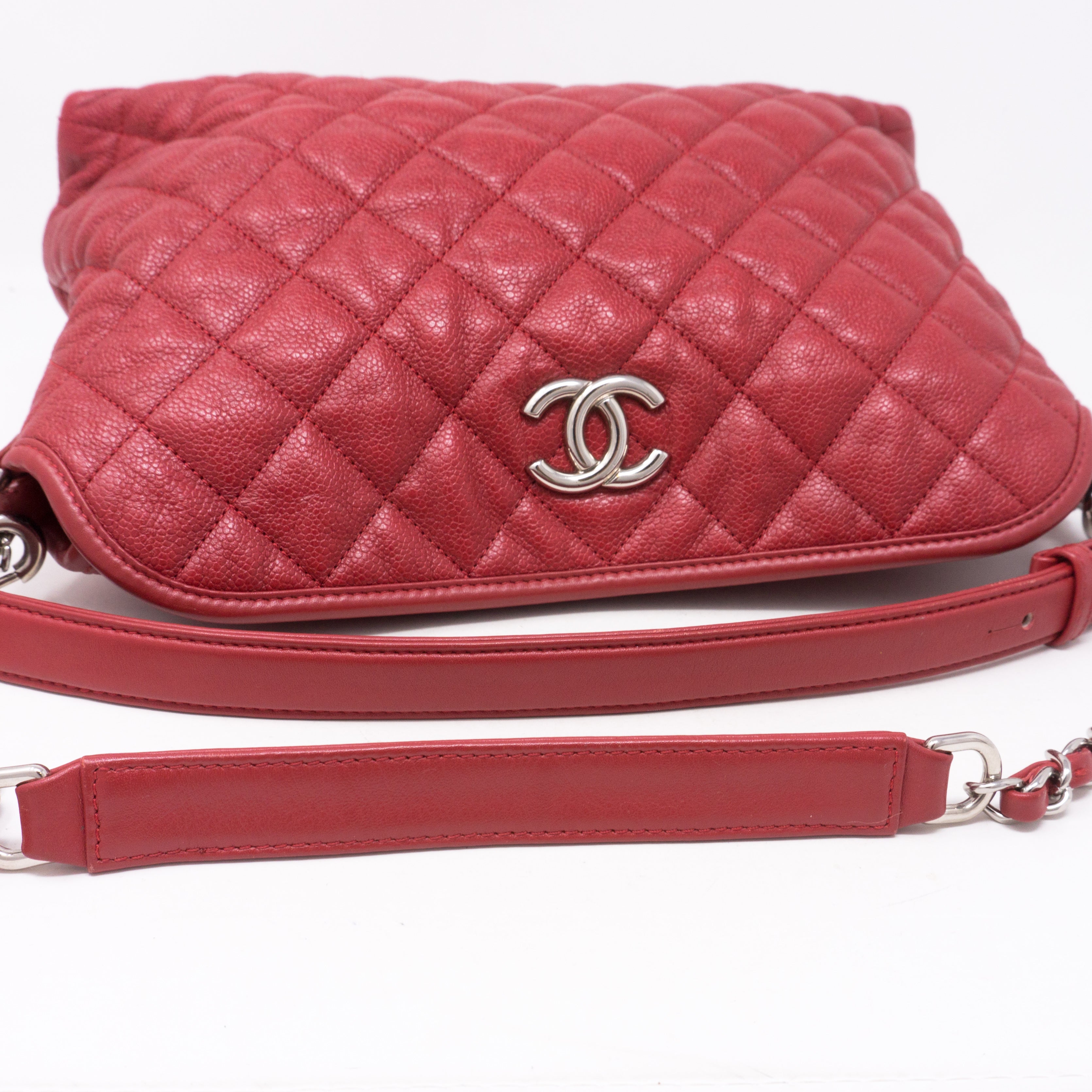 Soft Chain Tote Red Caviar Leather