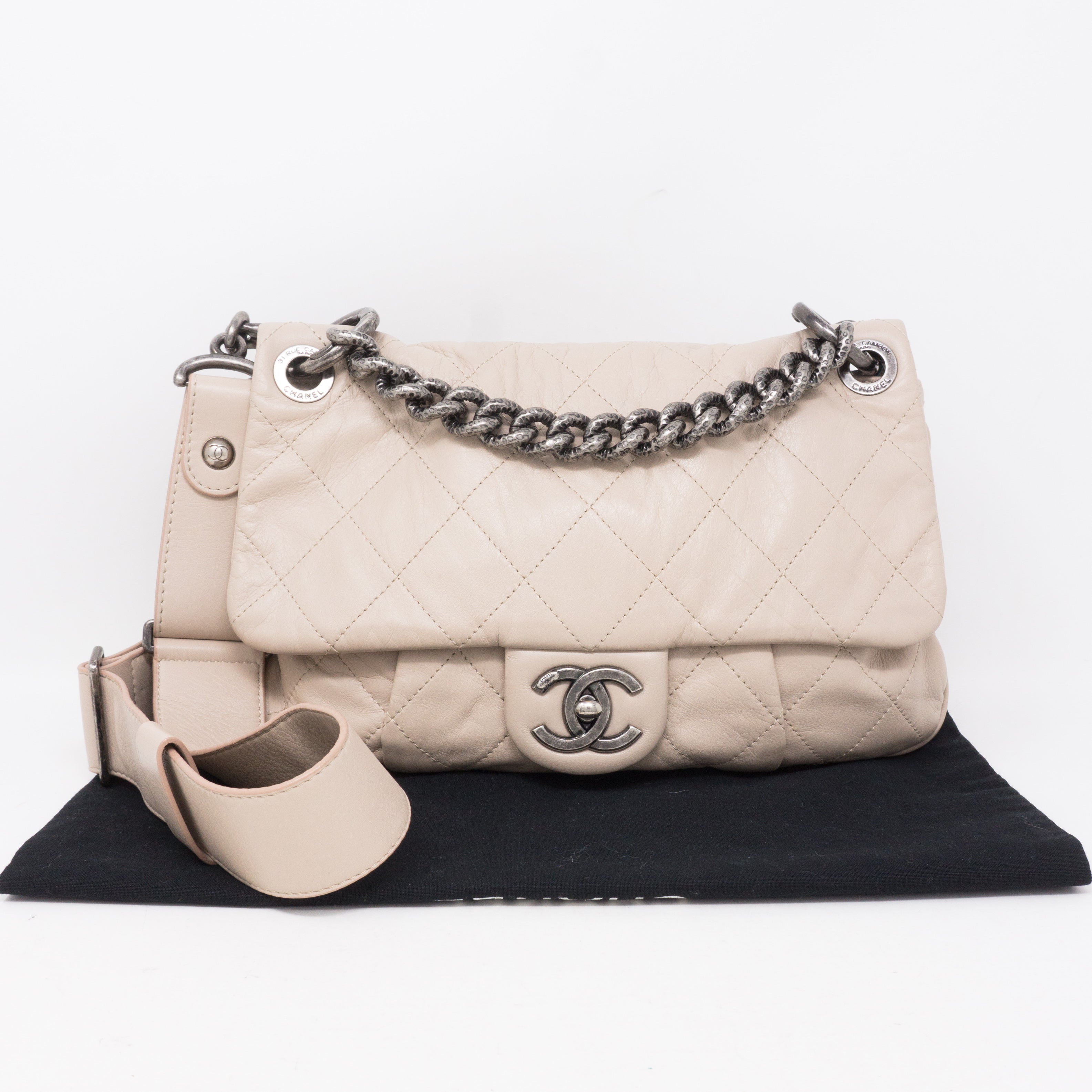 Coco Pleats Small Beige Crossbody Bag
