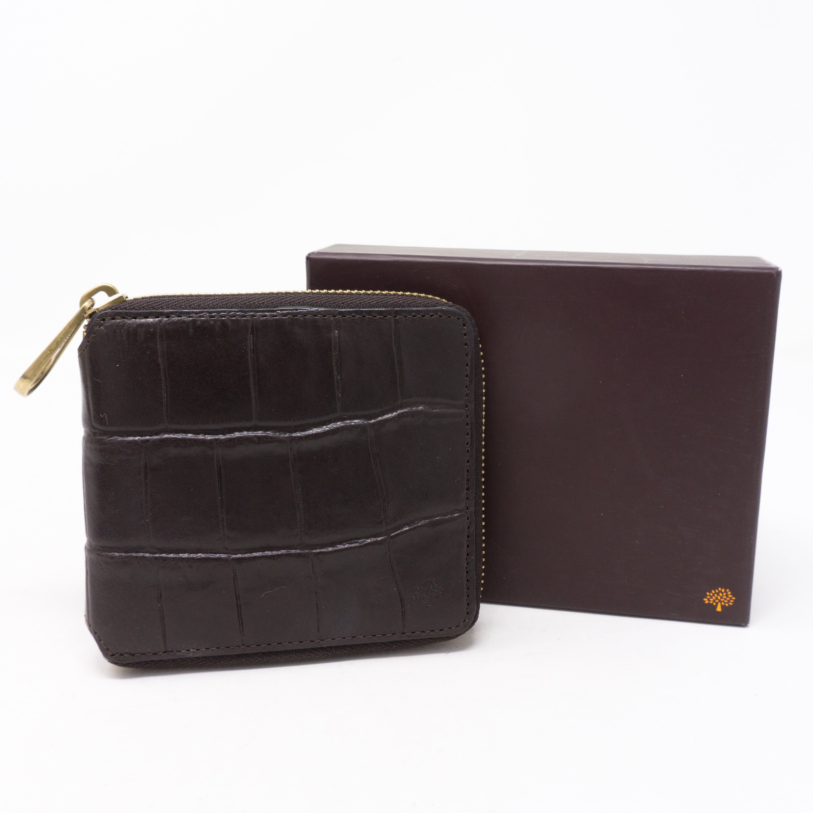 Medium Zip Around Wallet Croc Embossed Leather