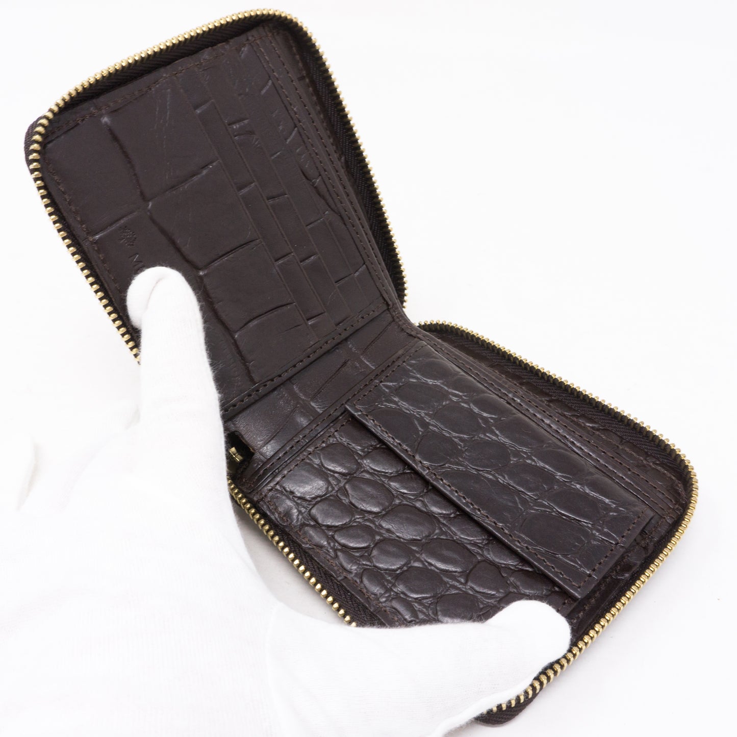 Medium Zip Around Wallet Croc Embossed Leather