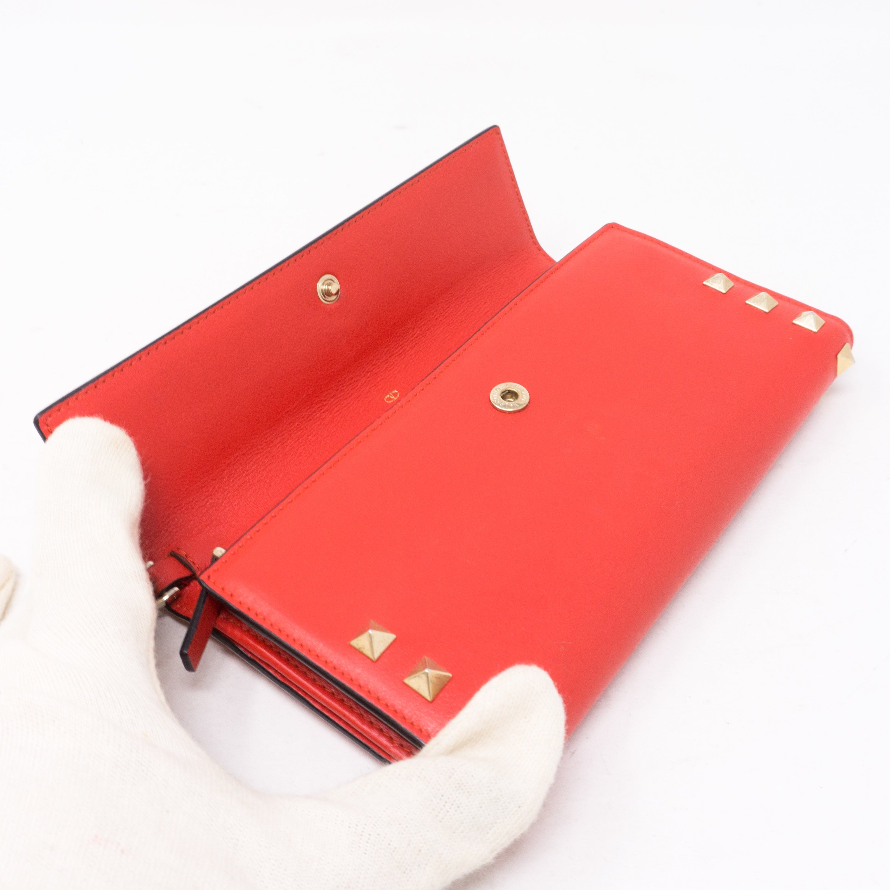 Rockstud Red Leather Wallet