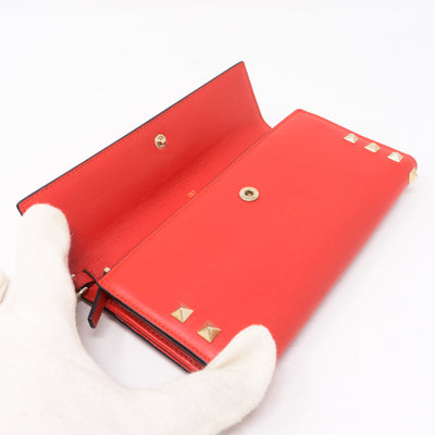 Rockstud Red Leather Wallet