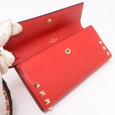 Rockstud Red Leather Wallet