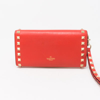 Rockstud Red Leather Wallet