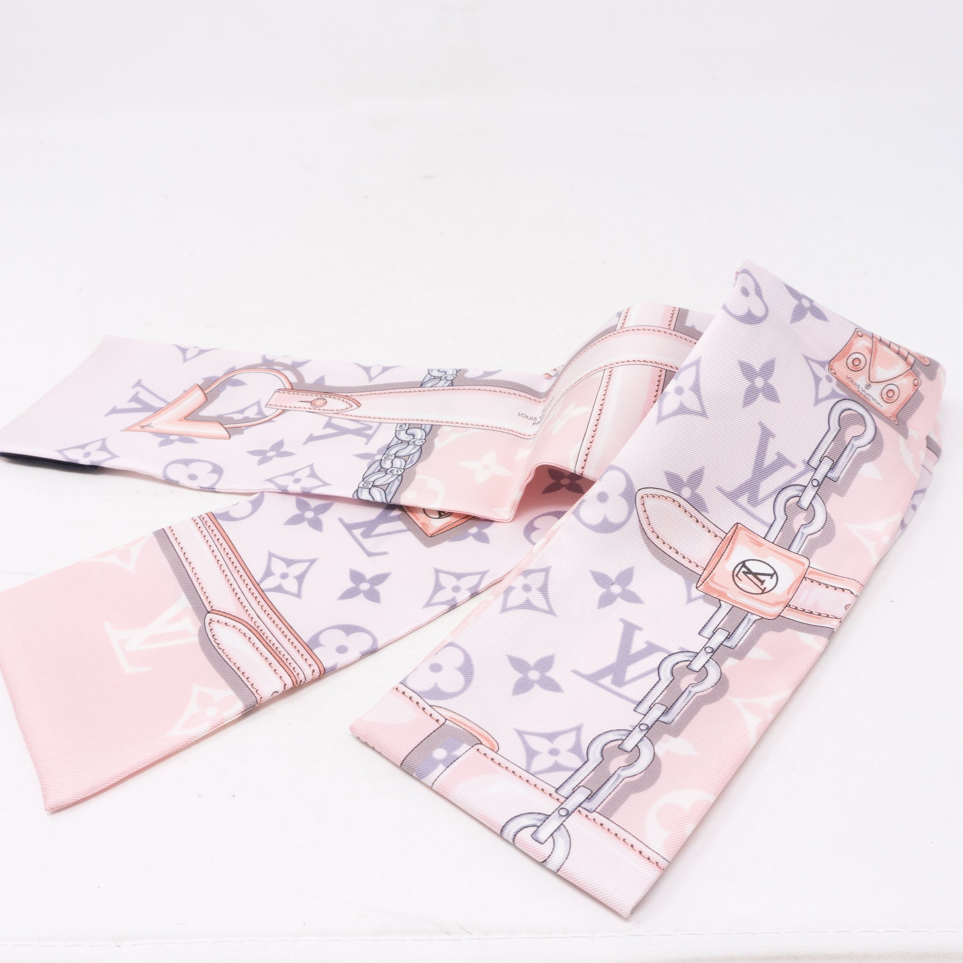 LOUIS VUITTON Silk Monogram Confidential Bandeau Light Pink